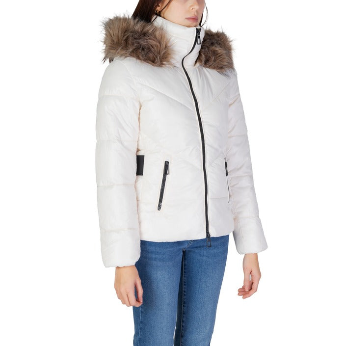 ONLY® Veste Femme Blanche à Capuche – Automne/Hiver avec Fermeture Éclair