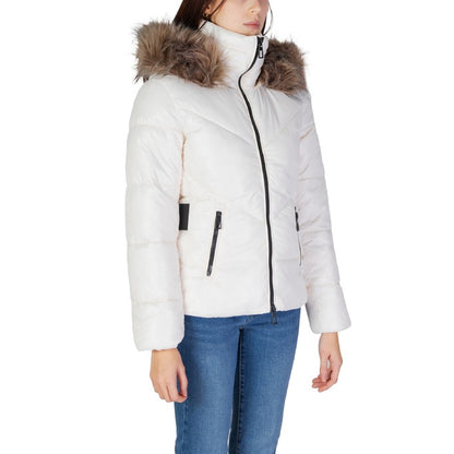 ONLY® Veste Femme Blanche à Capuche – Automne/Hiver avec Fermeture Éclair