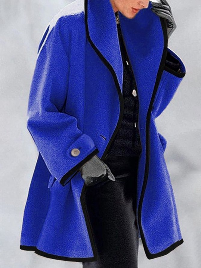 Coat Long en Laine avec Col Châle et Boutons pour Femme