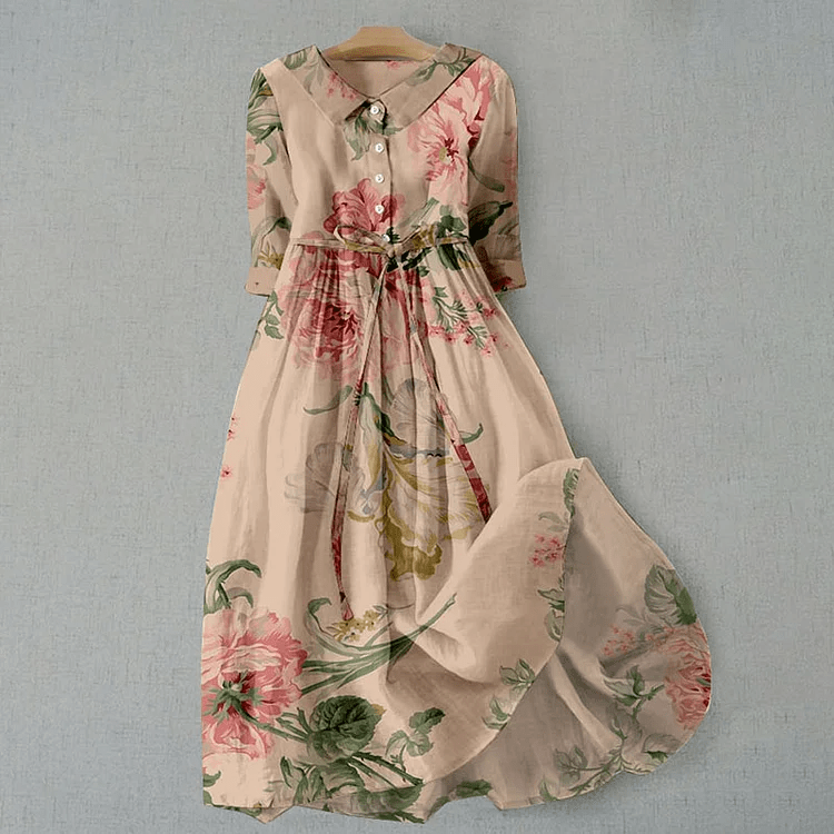 Xenia - Robe vintage à lacets avec imprimé floral botanique