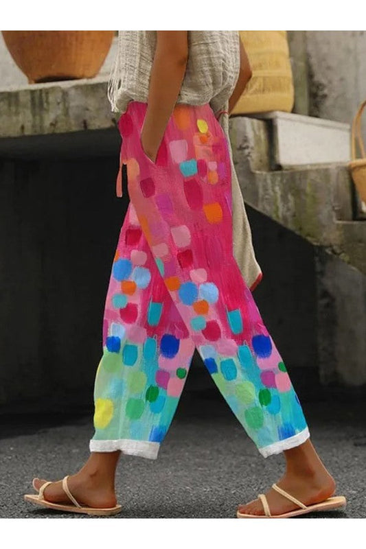 Lauren - Pantalon à taille élastiquée, avec couleurs contrastées