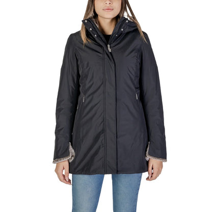 Suns® Veste Femme Noire à Capuche – Automne/Hiver avec Fermeture Éclair