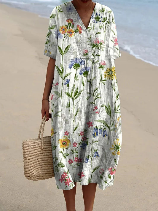 Lena - Robe décontractée vintage à imprimé floral pour femmes