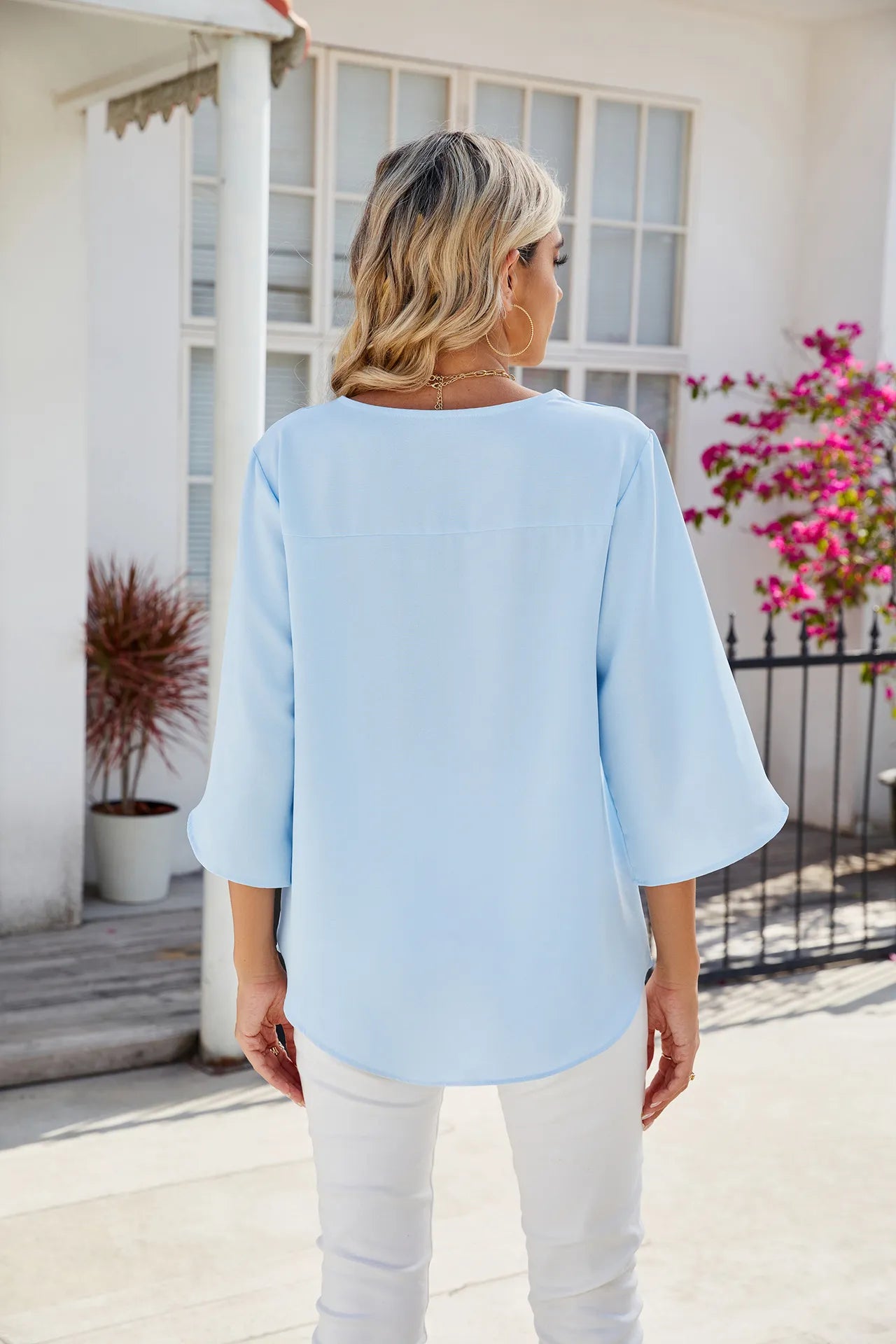 Teresa - Chemises pour femmes Tops à manches courtes Chemisier à col lapon Chemise tunique élégante