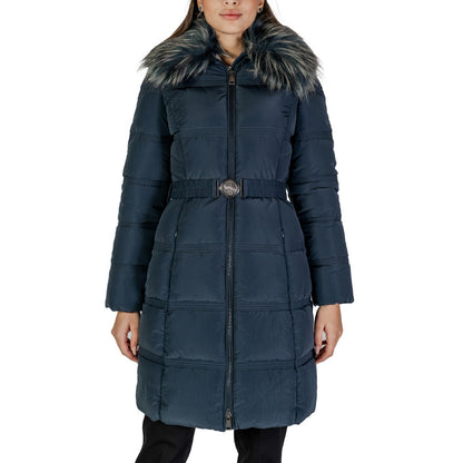 Guess® Veste Femme Bleue Monochrome – Automne/Hiver avec Fermeture Éclair