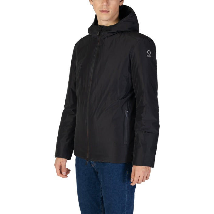 Suns® Veste Homme Noire à Capuche – Automne/Hiver avec Fermeture Éclair