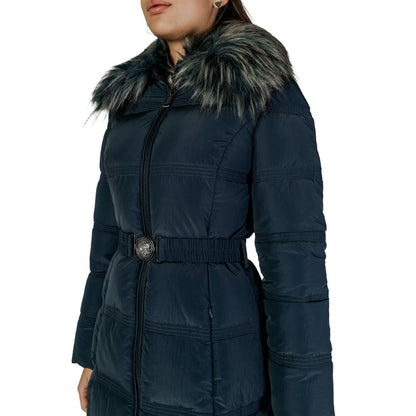 Guess® Veste Femme Bleue Monochrome – Automne/Hiver avec Fermeture Éclair