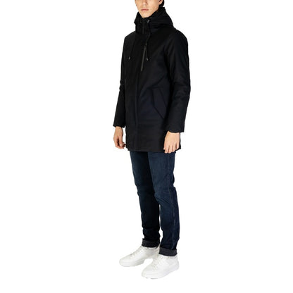 Hydra Clothing® Veste Homme Noire Monochrome – Automne/Hiver avec Fermeture Zip et Boutons-Pression