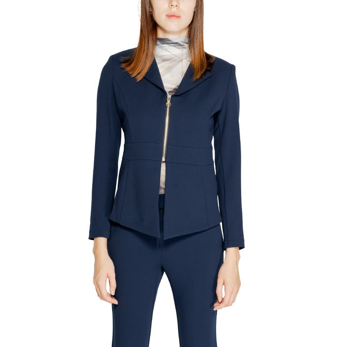 Rinascimento® Women's Blue Lapel Collar Jacket – Autumn/Winter with Zipper