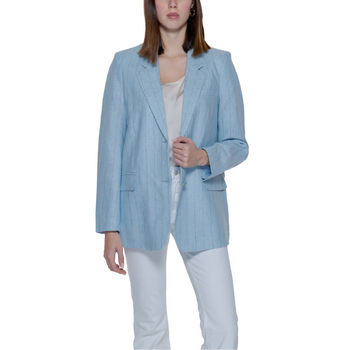 Vero Moda® Jaquette Femme à Rayures Fines – Printemps/Été en Lin et Viscose (Bleu)