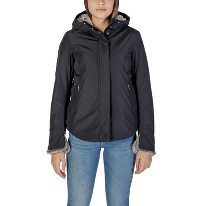 Suns® Veste Femme Noire à Capuche – Automne/Hiver avec Fermeture Éclair