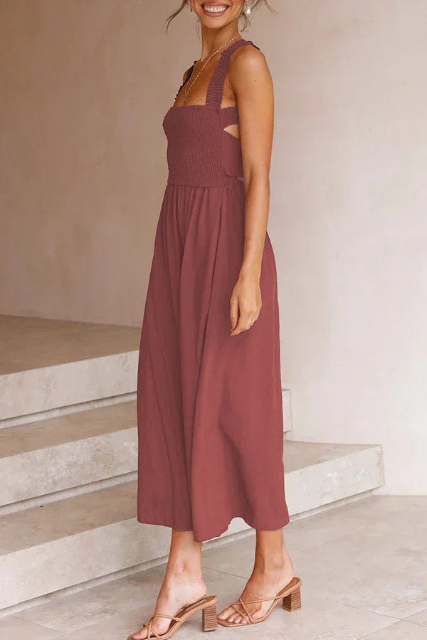 Robe midi Bendita avec poches et dos croisé froncé