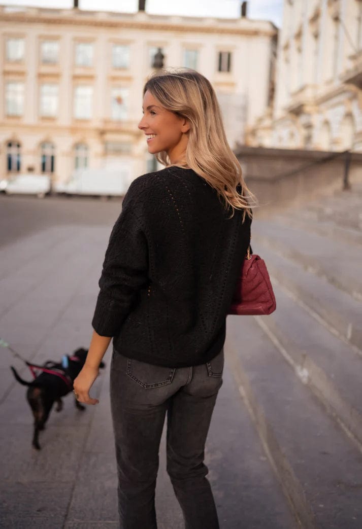 Xavier - Cardigan à Manches Longues en Tricot avec Boutons Dorés