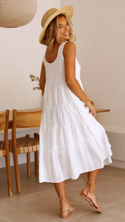 Robe midi Liza - Blanc