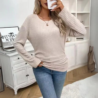 Pull Côtelé à Manches Longues Femme