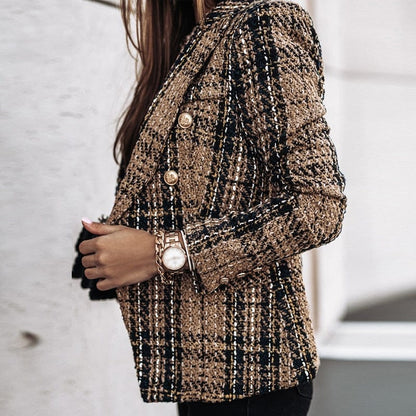 Coat Classique à Carreaux pour Femmes avec une Coupe Polyvalente