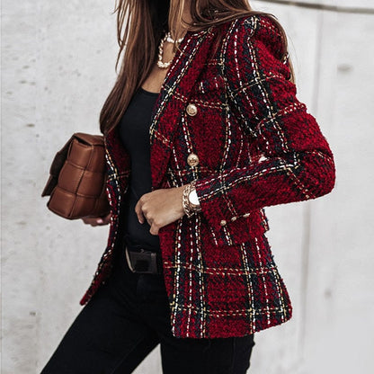 Coat Classique à Carreaux pour Femmes avec une Coupe Polyvalente