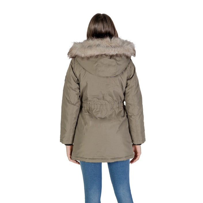 ONLY® Veste Femme Verte à Capuche – Automne/Hiver avec Fermeture Zip et Bouton