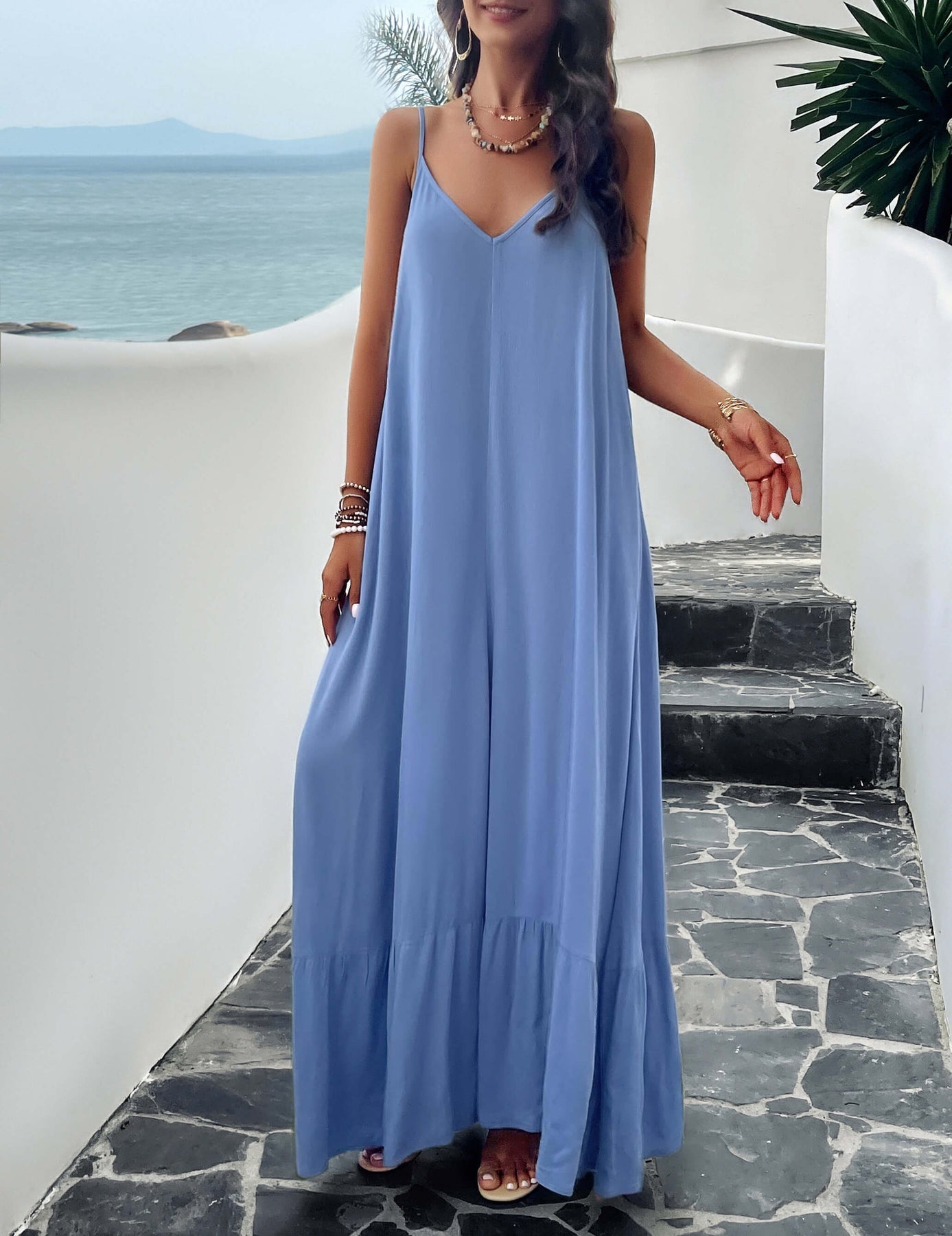 Robe longue Olivian à poches - Bleu