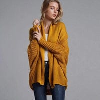 Cardigan Ouvert en Tricot Chauve-Souris Oversize