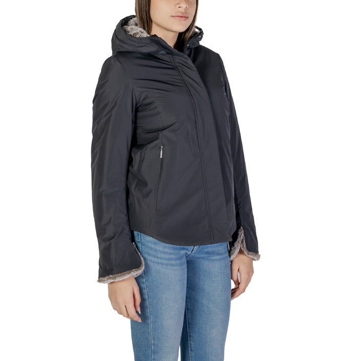 Suns® Veste Femme Noire à Capuche – Automne/Hiver avec Fermeture Éclair