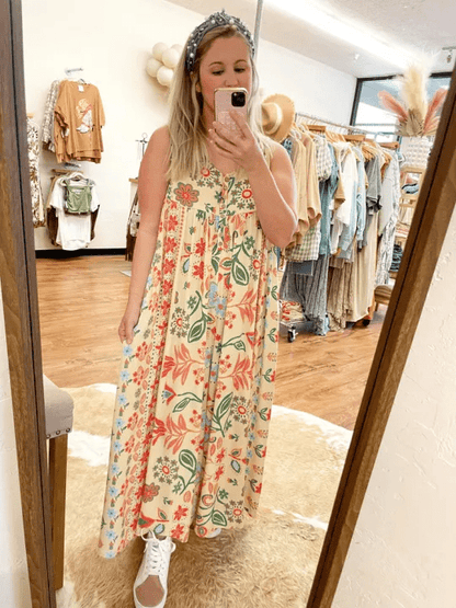 Vintage Floral Print Loose Sleeveless Jumpsuit