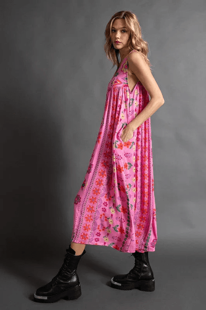 Vintage Floral Print Loose Sleeveless Jumpsuit