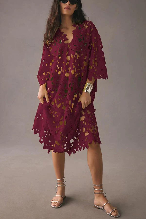 I Belong Here Floral Eyelet Lace Cover Up Strand Midikleid