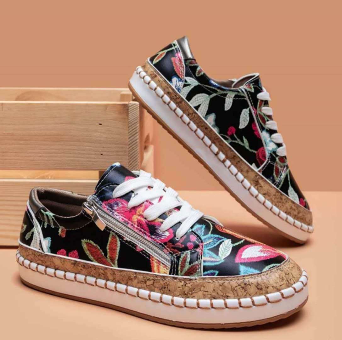 Monaco - Chaussures décontractées pour femme à lacets avec imprimé color block