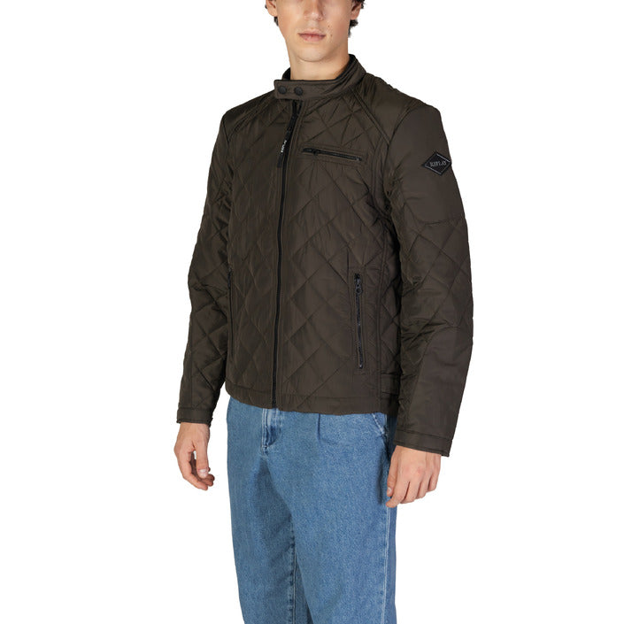 Replay® Veste Homme Verte à Col Montant – Automne/Hiver avec Fermeture Zip et Boutons