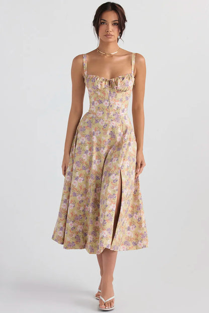 Mireia - Robe bustier florale à taille moyenne