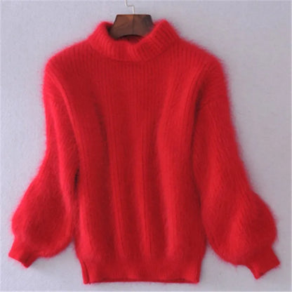 Taylor - Pull ample en tricot de couleur unie - Pull vintage en angora