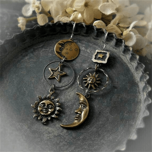 BOUCLES D'OREILLES SOLEIL ET LUNE