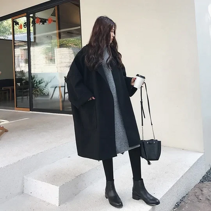 Jennifer - Élégant trench-coat en laine surdimensionné